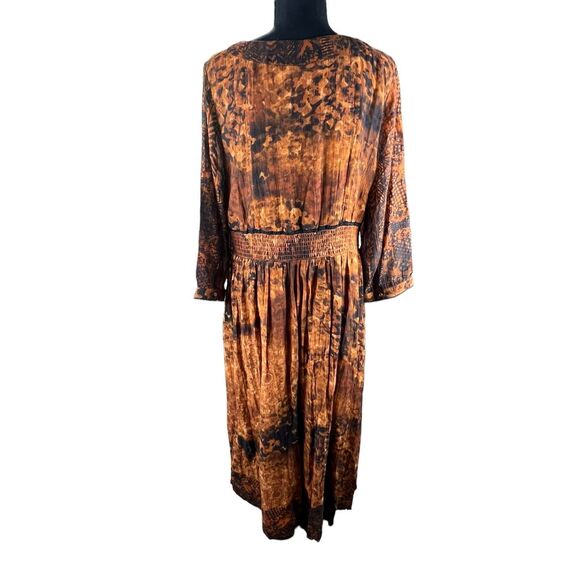 Soft Surroundings Venetian boho maxi dress Burnt Orange Black Stevie Nicks 10 - Picture 4 of 8